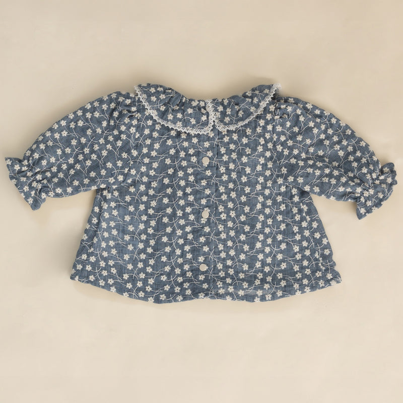 Blouse brodée voile de coton- Nuage