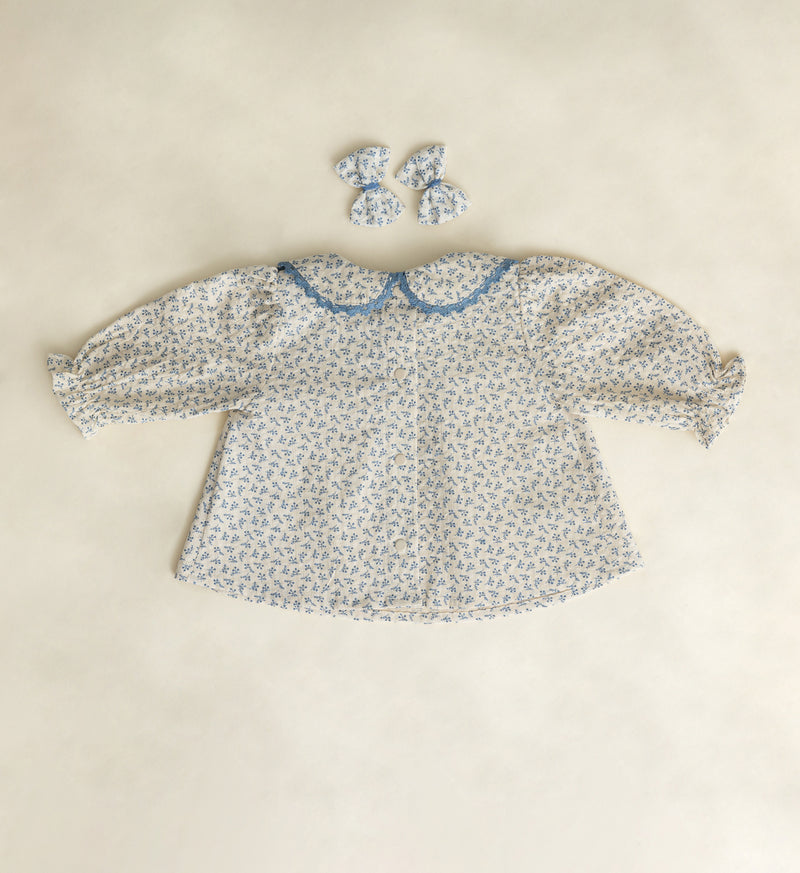 Blouse Jasmin - Col Claudine - Bleu