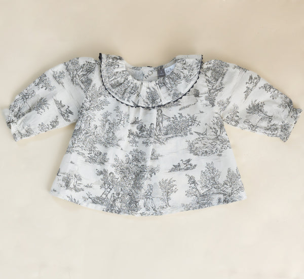 Blouse Céleste - col volanté - Gris